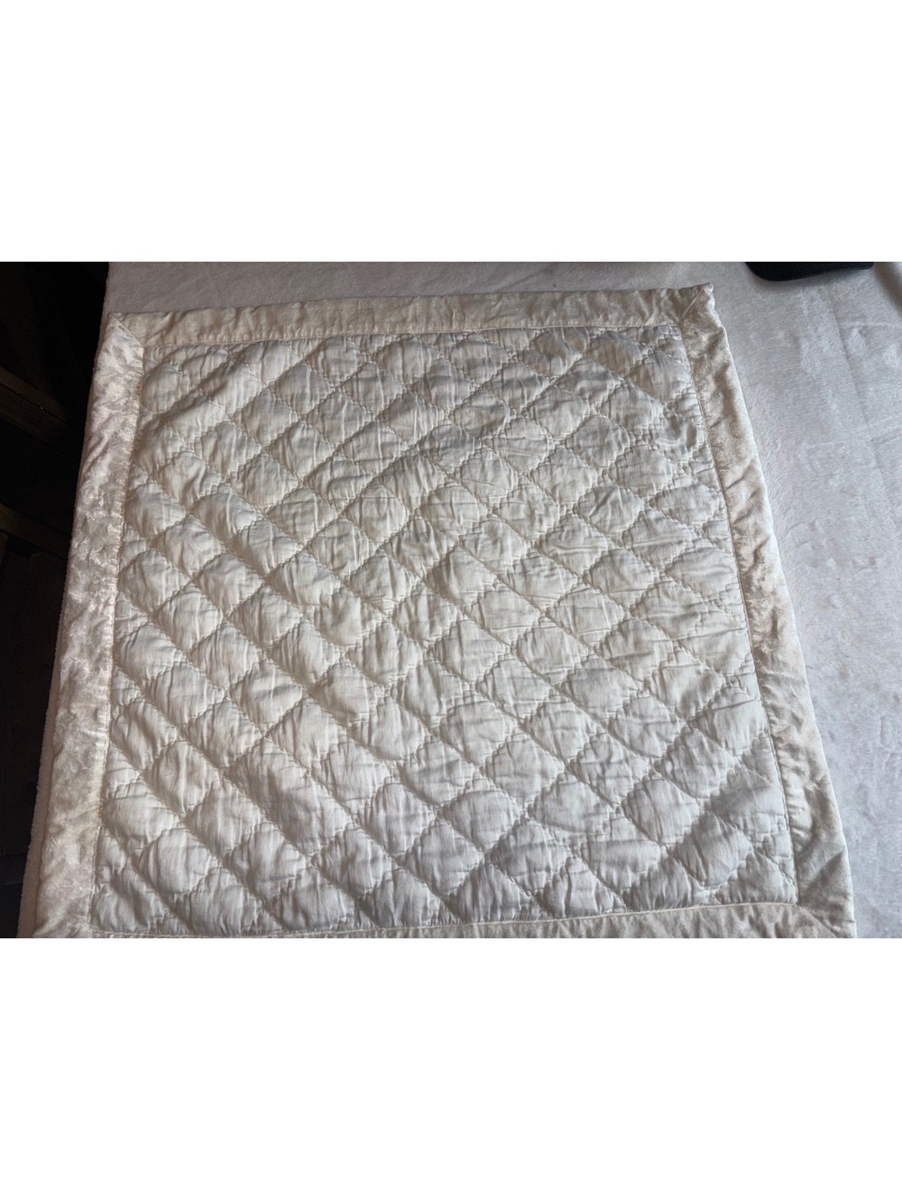 Hotel Collection Diamond Quilted Crushed Velvet Euro Sham Cream Ivory 26x26